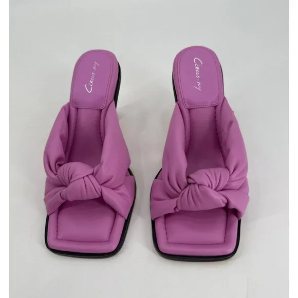 Circus Ny Sam Edelman Heeled Sandals Sim Fiji Flower Bow Pink Us 9 Slip On - Picture 3 of 10